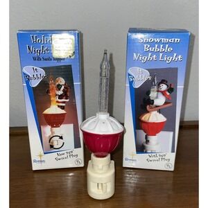 Qty 2 Roman Inc Vintage Holiday‎ Night Lights Tested Works Great-Snowman & Santa